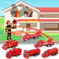 thumbnail image 2 of Camión de bomberos de juguete Bloolilies fundido a presión, paquete de 6 para niños de 3 a 5 años, 2 of 5