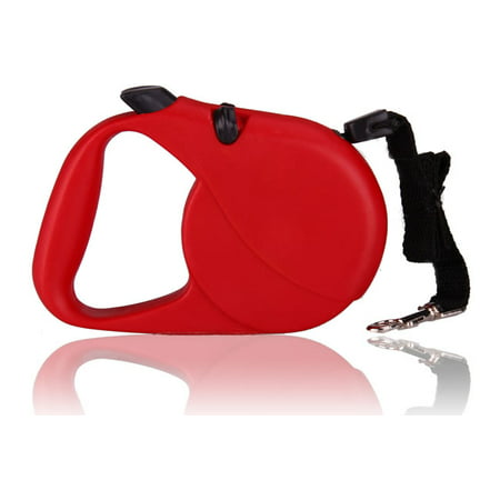 Small Pet Dog Red Nylon Cord Retractable 14FT Automatic Leash with