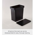 thumbnail image 6 of Yamazaki Home Airtight Rolling Trash Can, Black, Polypropylene, 6.6 gallons, 25 liters, Lid, Wheels, Minimal Assembly, 6 of 7