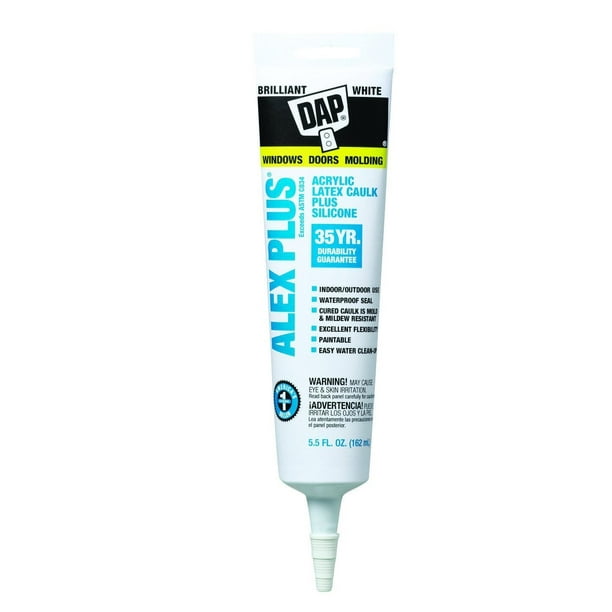 Dap 18128 5.5 Oz White Alex Plus Acrylic Latex Caulk Plus Silicone 12