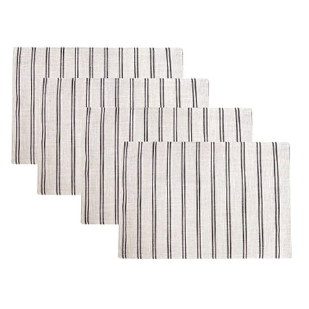 

Fennco Styles Modern Striped Linen Blend Placemats 14 W x 20 L Set of 4 - Slate Woven Table Mats for Home Décor Dining Table Banquets Family Gathering and Special Events