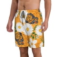 thumbnail image 2 of Kll White Floral And Butterflies Men'S Casual Summer Beach Shorts Hawaiian Shorts With Pockets-Xx-Large, 2 of 9