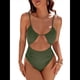 thumbnail image 3 of Traje de Baño de una Pieza para Mujer, con Control de Abdomen, Favorecedor, Atrevido, con Corte Alto, Verde XXL, 3 of 10