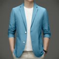 thumbnail image 3 of Chaqueta de traje elegante para hombre, abrigo de traje ligero para hombre, abrigo de traje Formal de verano con solapa, botones dobles, negocios para el trabajo, 3 of 5