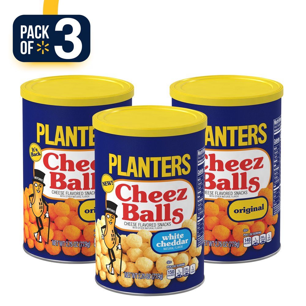 (3 Canisters) Planters Cheez Balls + White Cheddar Cheez Balls