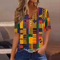 thumbnail image 2 of Blusas de Verano de las Mujeres Casual Gradiente Manga Corta V-Cuello Superior, Ligera Imitación de Tela de Estante para la Primavera Y el Verano Diario Y de Fiesta, 2 of 8