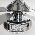 thumbnail image 2 of 52 inch Flush Mount Ceiling Fan with Remote Modern Crystal Chandelier Ceiling Fan with Reversible 5 Blades, 3 Bulbs Not Included, Chrome, 2 of 8