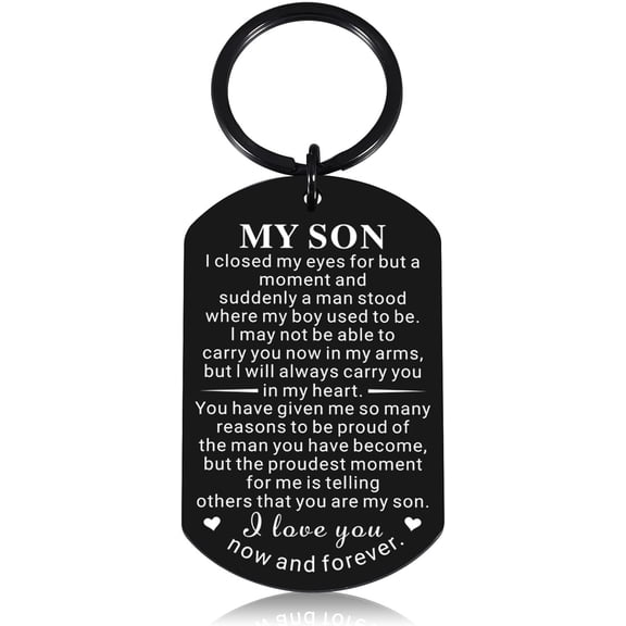 Easter Basket Stuffers for Teens Boys Son, Cool Valentines Day Gifts for Kids Teens Boys, Graduation Gift for High School Students, Inspirational Sentimental Gifts for Son, Black Keychain for Boy