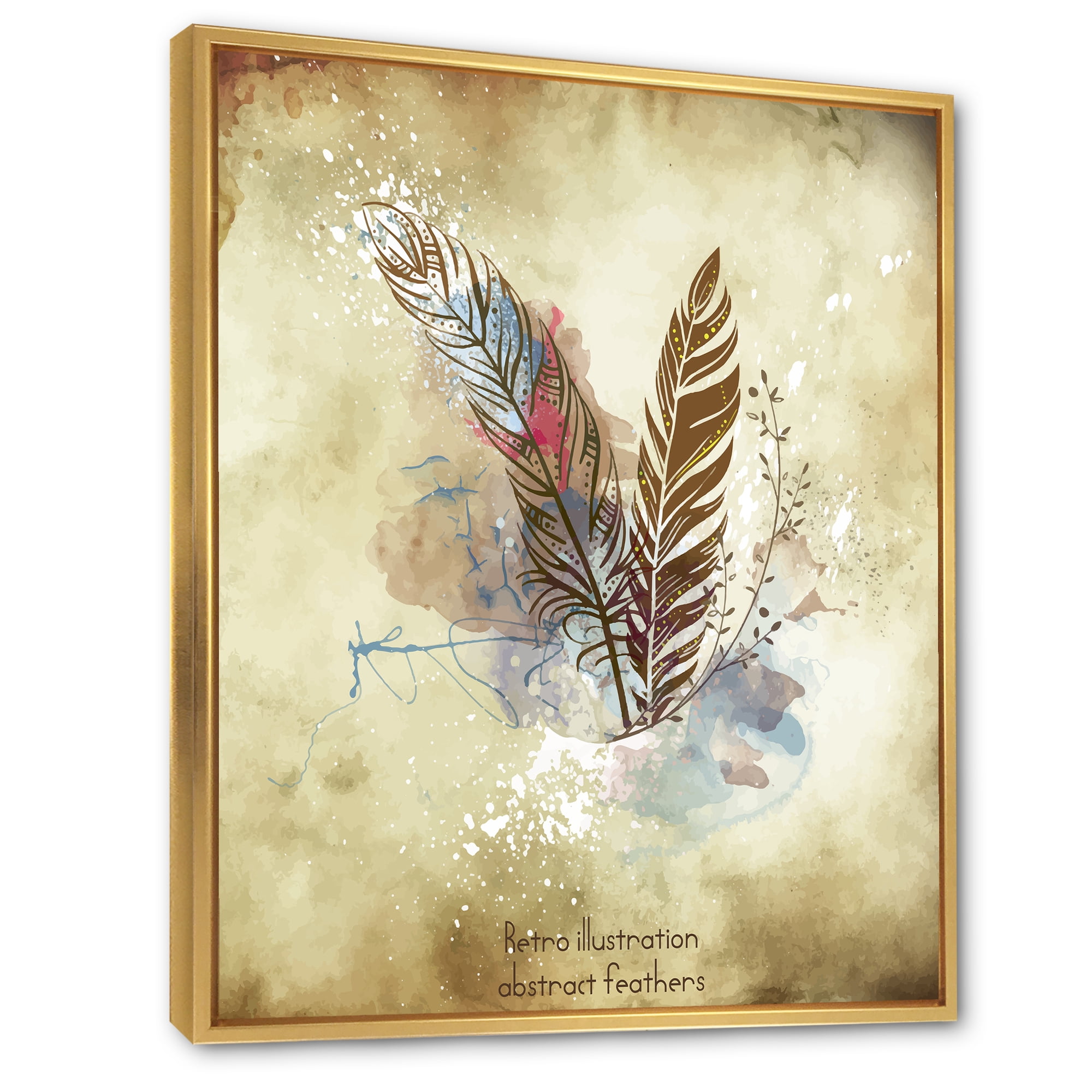 Beige Vintage Flowers 30 in x 40 in Framed Painting Canvas Art Print, by Designart