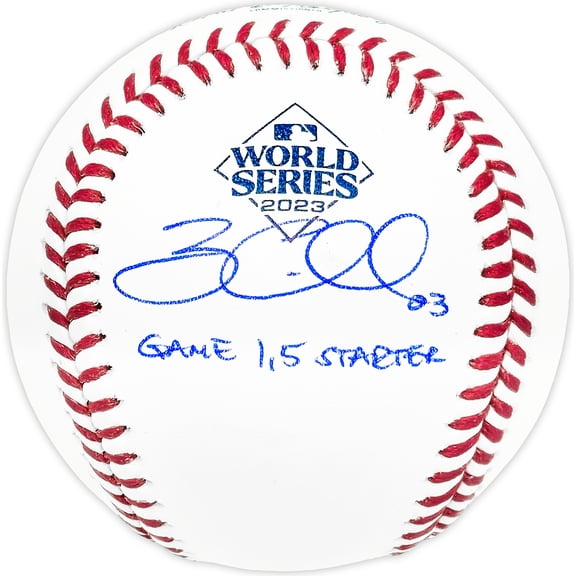 Zac Gallen Autographed Official 2023 World Series Logo MLB Baseball Arizona Diamondbacks "Game 1, 5 Starter" Beckett BAS Witness 227322