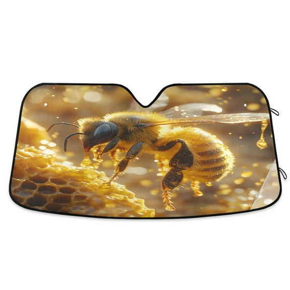 ALAZA Bees Honey Windshield Sun Shade Car Foldable Sun Visor Block UV Rays Protector 55"x27.6"