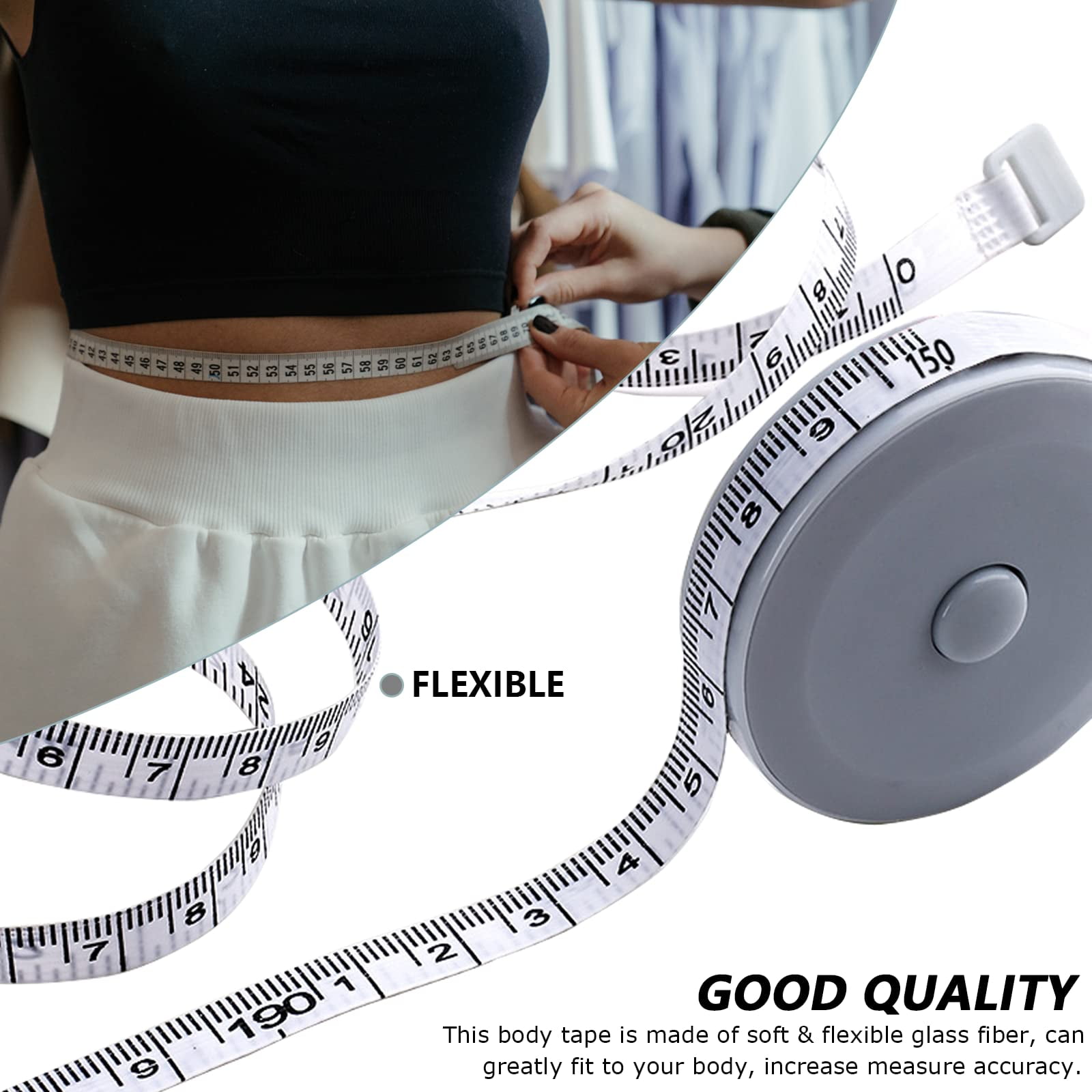 Retractable Tape Measure 3 Packs  , Flexible, Pocket Size, Dual Sided, 150CM Tailor Measuring Tapes for Body Measurement  Cloth Knitting Craft