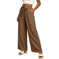 thumbnail image 5 of MYAOYINo Boundaries High Waisted Wide Leg Pants Women Daily Wear Button Front Tie Waist with Deep Pockets, 5 of 6