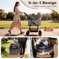 thumbnail image 3 of Zoolike 3 in 1 Pet Stroller for Dogs and Cats,4 Wheel Foldable Stroller with Detachable Carrier&Storage Basket,Grey, 3 of 7