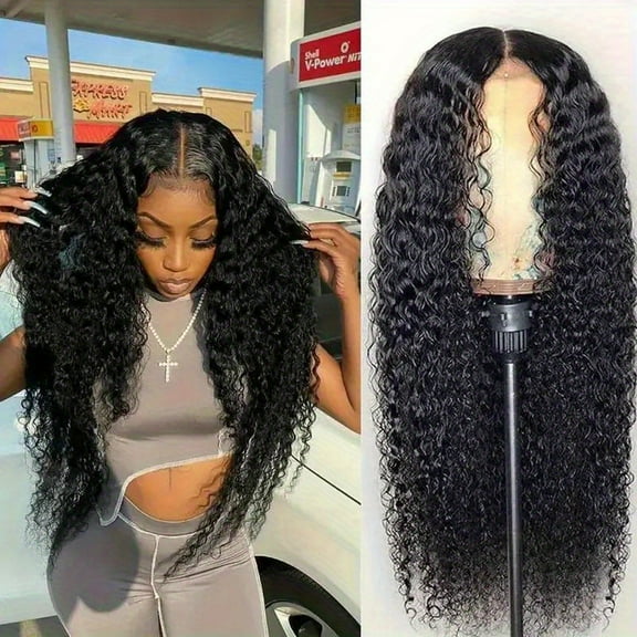 Easter gifts Mother's Day gifts Deep Wave Lace Front wig 4x4 HD Lace Close wig for Black women with a hair density of 150%, loose fluffy 24in glue-free deep roll wet and wavy wig pre-drawn bleached