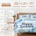 thumbnail image 5 of Happy Summer Duvet Cover Set Full Size, Blue Starfish Shell Seashell Ocean Striped 4 Piece Bedding Set with Zipper Closure & Corner Ties Soft Breathable Comforter Cover for Bedroom, 5 of 9