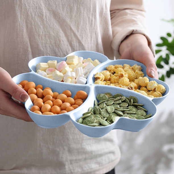 Aparatos de cocina, accesorios de cocina, bandeja de frutos secos en forma de corazón, bandeja de frutas de paja de trigo para sala de estar, bandeja de dulces dividida, caja de refrigerio para el hog