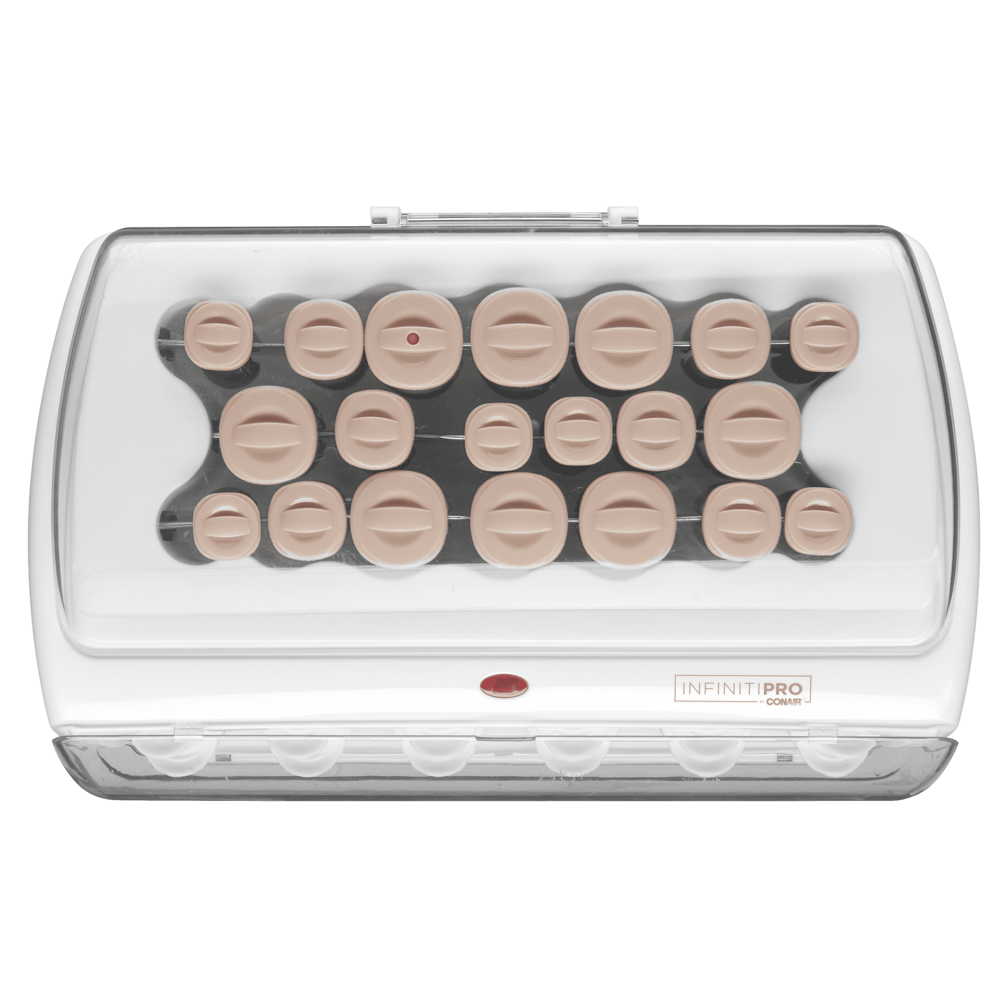 Infiniti Pro by Conair Ceramic Flocked Hot Rollers for Women, 20 Assorted Hair Curlers with Clips, 85-Second Heat-Up, For Long, Medium, and All Hair, White