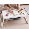 thumbnail image 1 of BESTYASH 1Pcs Rectangular Foldable Bed Table PP Material for Laptop and Decoration Display 26.8x14.1x10.2in, 1 of 8
