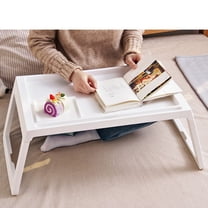 MLINS 1Pcs Foldable Bed Table for Laptop and Serving Tray White Rectangular 26.8x14.1x10.2in