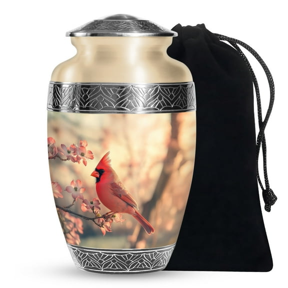YATSKIA Orange Cardinal Bird Cremation Urn For Human Ashes Adult Man And Woman, Decorative Urn For Ashes Of Male And Female, (200 Cubic, Large 10 Inch)