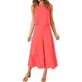 thumbnail image 1 of Roylamp Women's Summer 2 Piece Outfits Round Neck Crop Basic Top Cropped Wide Leg Pants Set Jumpsuits High quality, 1 of 5