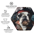 thumbnail image 3 of Vsdgher Pirate Bulldog On Deck Leather Coasters for Drinks, Durable Drink Coasters 4 Set for Tabletop Protection, Luxurious Home Décor and Housewarming Gift-Hexagon, 3 of 6