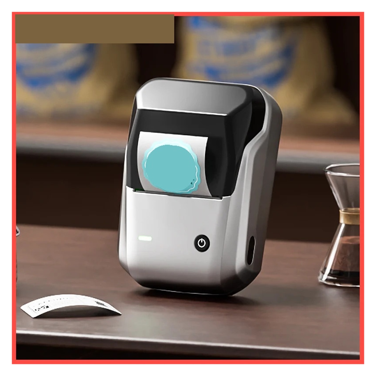 Portable Thermal Printer with Tapes Adhesive Label Printer Mini Bluetooth Sticker Maker Support