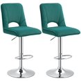thumbnail image 1 of HOMCOM Modern Counter Height Bar Stools Set of 2, Adjustable Height Fabric Bar Chairs, Metal Kitchen Stools with 360 Degree Swivel Seat and Footrest, Green, 1 of 10