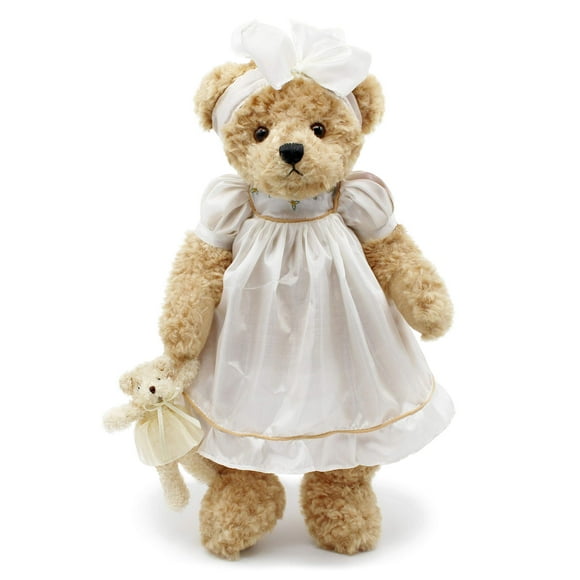Oitscute Cute Soft Plush Teddy Bear Stuffed Animal Toy for Girls and Women, 16" White Lace