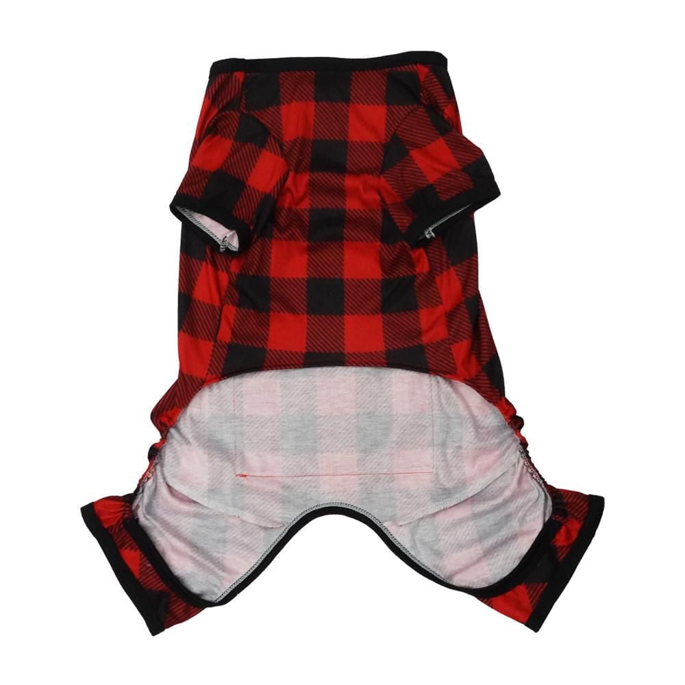 Way to Celebrate Dog Clothes: Knit Jersey Pajama for Dogs, Red & Black Plaid with Reindeer Embellishment, Size XS-XL