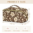 thumbnail image 4 of FORMRS Makeup Bag Travel Cosmetic Organizer for Women Fold Flat Zipper Pouch with Handle, Brown Floral, 4 of 8