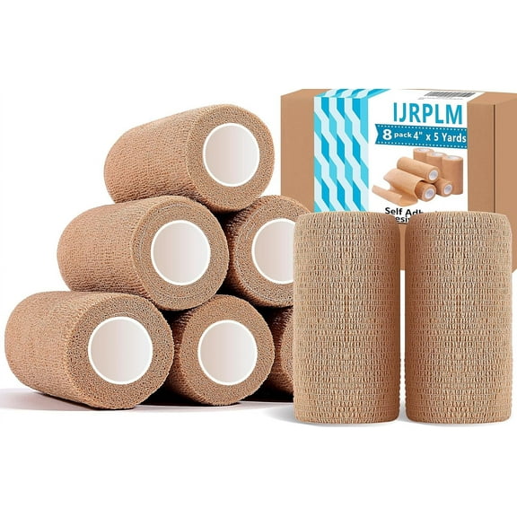 8 Pack Self Adhesive Cohesive Bandage Wrap,4" x 5 Yards Elastic Bandage Wrap,Breathable Cohesive Bandage for First Aid Medical,Sports,Ankle,Wrist Sprains,Vet Tape
