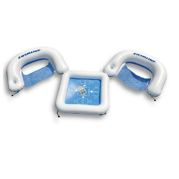 Swimline 33" Inflatable 3-Piece Poker Game Deck and Chairs with Waterproof Playing Cards -