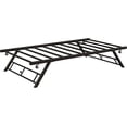 thumbnail image 1 of Twin Pop Up Trundle Bed Frame,Trundle Day Bed with Lockable Casters,Foldable Metal Platform，Brown, 1 of 7