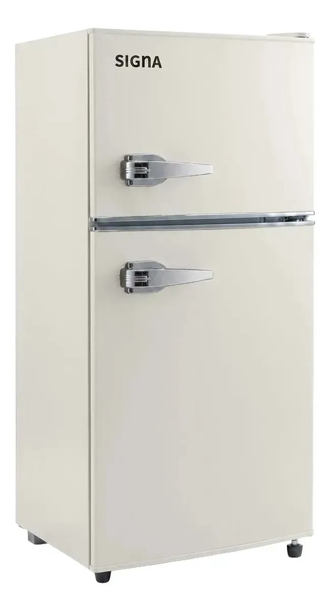 Refrigerador Retro 2 Puertas Frigobar 86 Litros Compacto Congela Estilo Vintage Color Beige