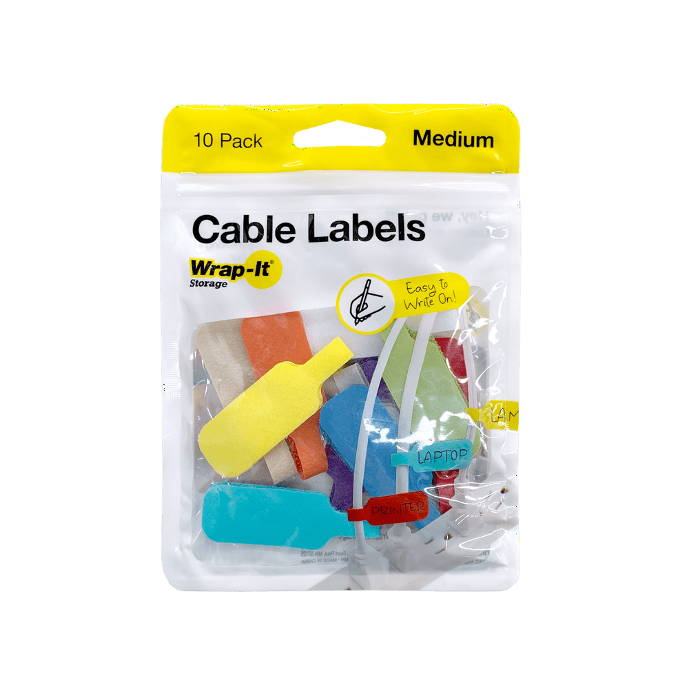 Wrap It Storage Cable Labels Medium 10 Pack Multi Color Walmart