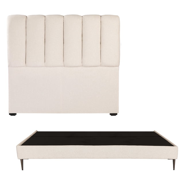 Box Base Cama Slim + Cabecera King Size Kami Beige