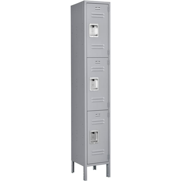 3-Tier 3 Door Locker, 12"Wx15"Dx24"H, Gray, Unassembled