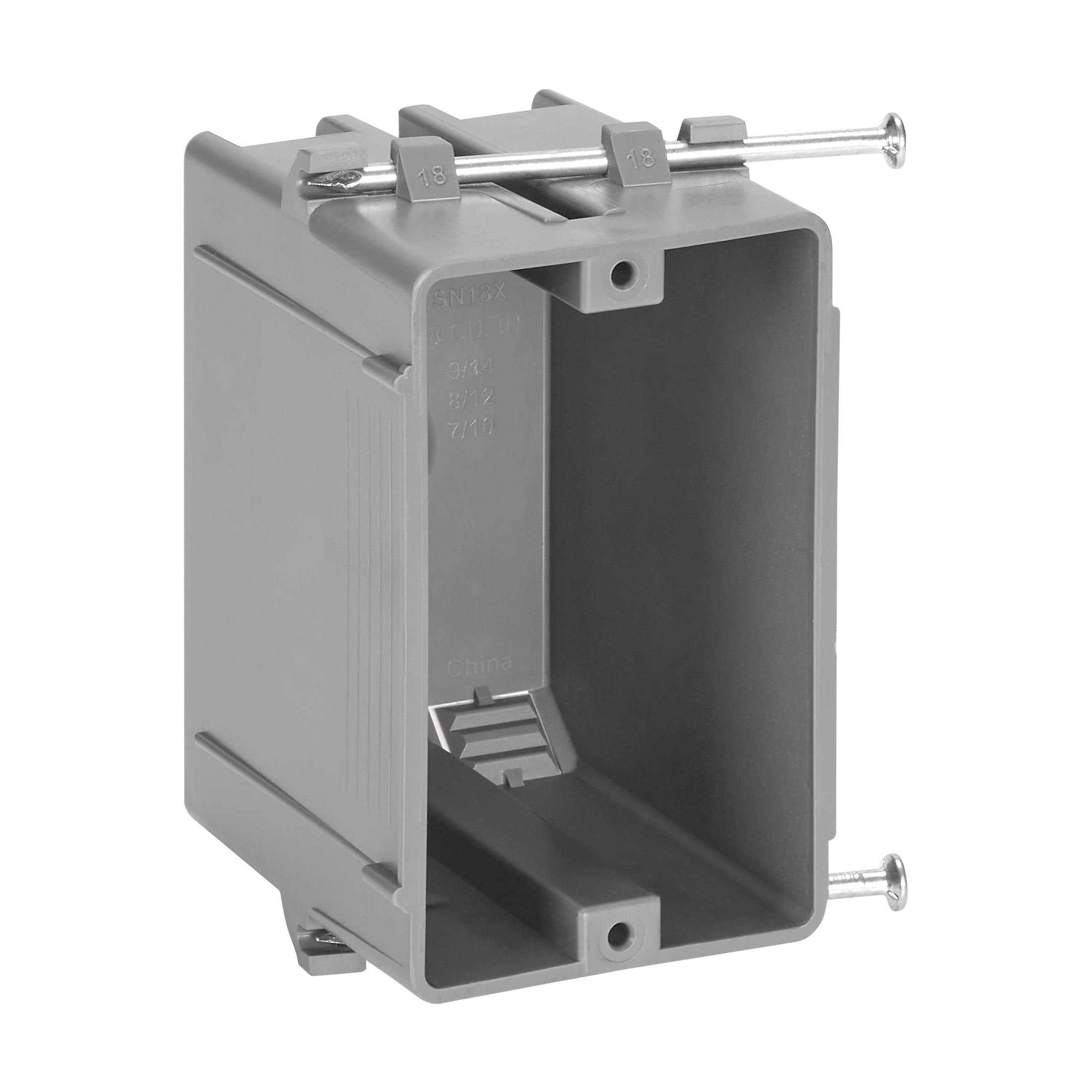 Maxxima 1 Gang 18 cu. in. PVC New Construction Electrical Switch and Outlet Junction Box, ETL Listed, Gray (10 Pack)