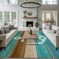 thumbnail image 3 of 5'x8' Area Rugs, Teal Blue Brown Anchor Indoor Outdoor Area Rug for Living Room Bedroom, Vintage Nautical Coastal Ocean Wooden Washable Bathroom Rugs Kitchen Floor Carpet Mats Home Decor Aesthetic, 3 of 8