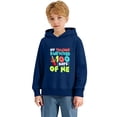 thumbnail image 6 of IWRICH My Teacher Survived 100 Days of Me Hoodies for Boys Girls Long Sleeve Lined Hooded Sweatshirts Cute Tops,Size 2-14 Years Navy 110, 6 of 7