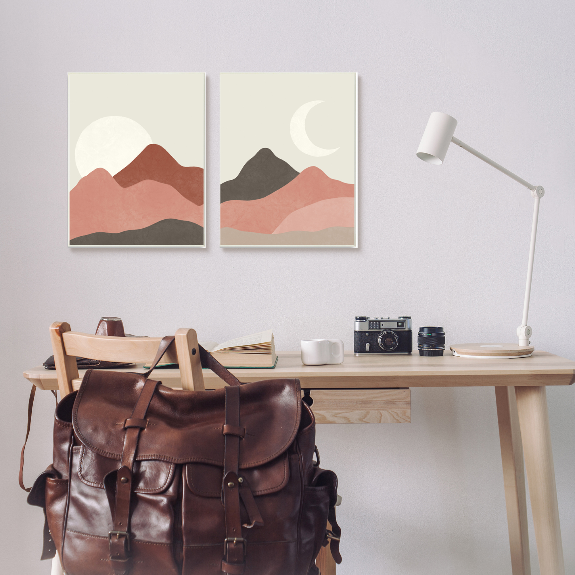 Stupell Industries Sun and Crescent Moon Warm Dessert Canyon Landscape, 13 x 19, Design by Taylor Shannon Designs