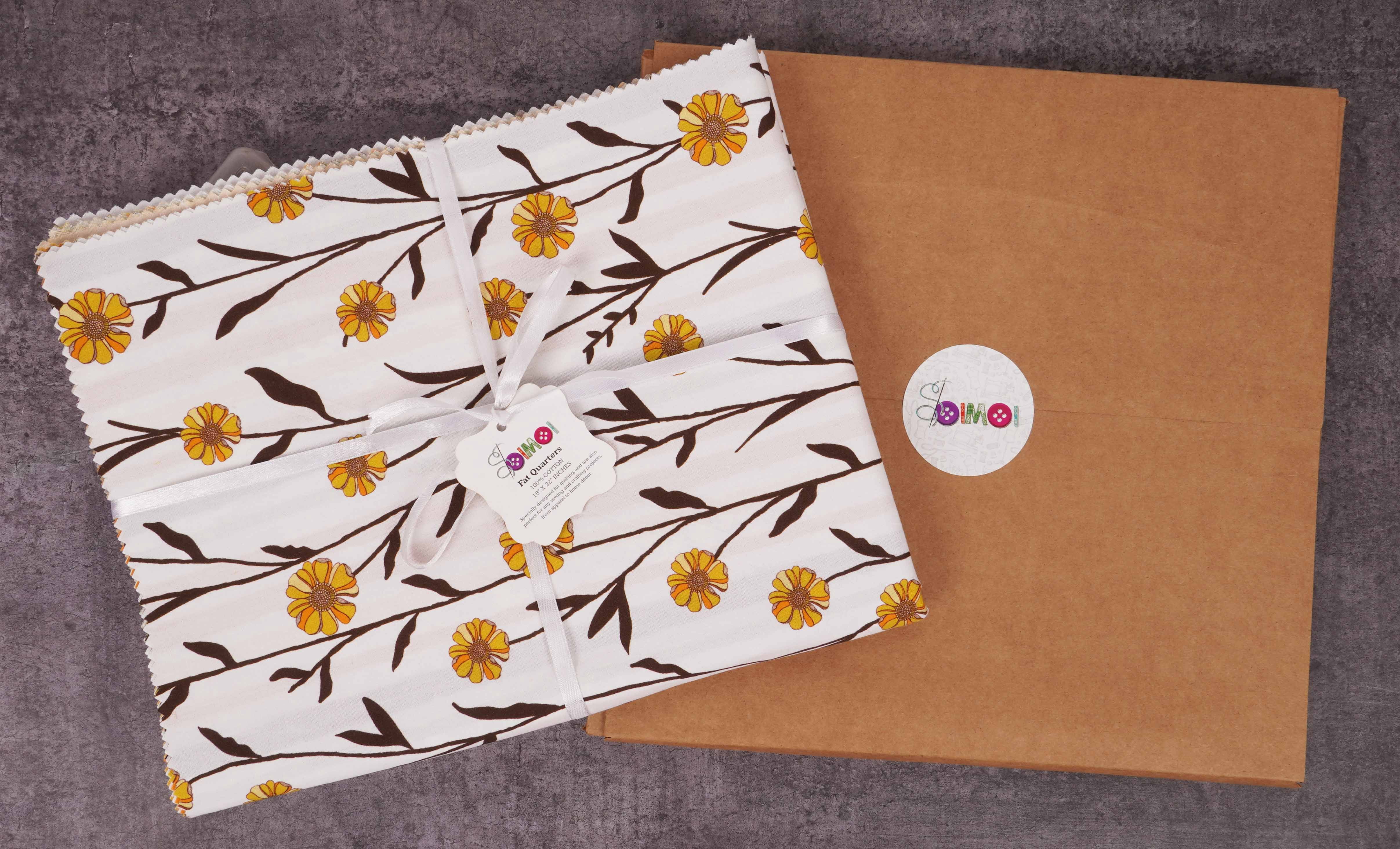 Soimoi 8 Pc Fat Quarter Bundle,Summer Floral CollectionPrint 18"x 22"DIY Patchwork-100% CottonPre-Cut Quilting Fabric Orange, Olive Green