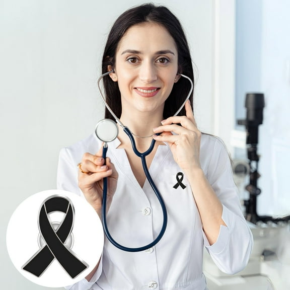 Cancer Pins - cancer awareness enamel lapel Ribbon pin, cancer awareness accessories For Clothing Bags Women Themd Party Favors,Black