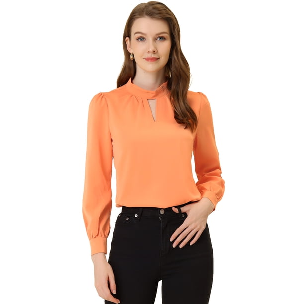 Dde San Patricio profesional Blusas de gade manlarcon cuello alto elegante pamujer Rosa-NaranL