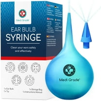 Medi Grade Ear Bulb Syringe - Effective Ear Wax Removal Tool with Add-on Quad-Stream Tip - Travel-Friendly Ear Cleaning Kit for Gentle Ear Cleaning - Ear Flusher for Ear Wax - 2.54 fl oz