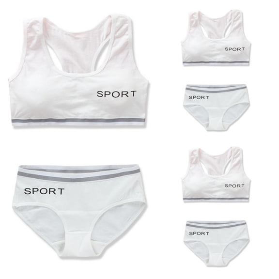 LYMAYTER Girls Lightweight Breathable Cotton Training Bra Set Elastic Soft Everyday Underwear