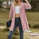 thumbnail image 5 of Suéter de mujer, abrigo abierto al frente, manga larga, suave, cómodo, informal, largo, de punto, para uso diario, rosa, talla S, 5 of 9