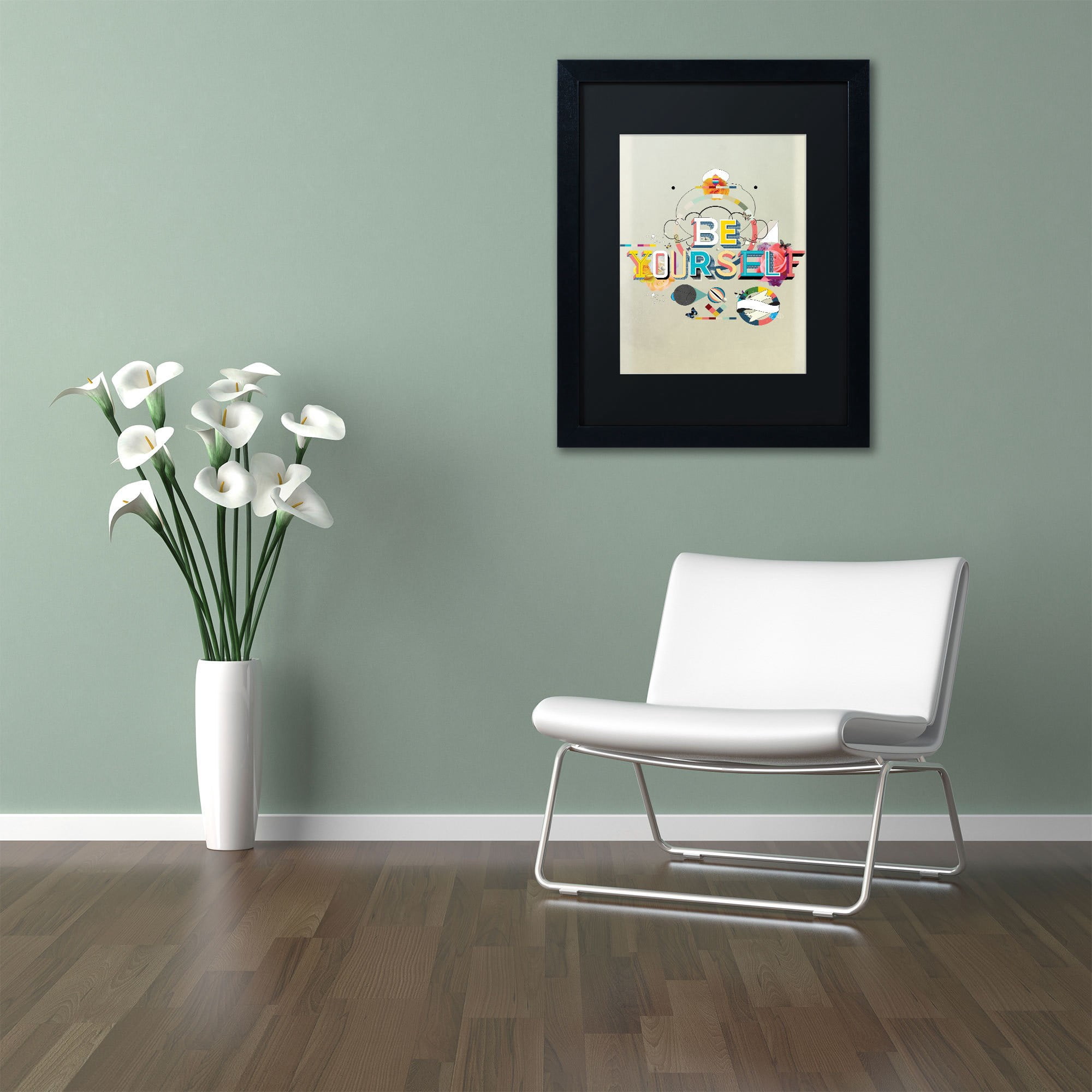 Trademark Fine Art "Be Yourself" Canvas Art by Kavan & Co Black Matte, Black Frame